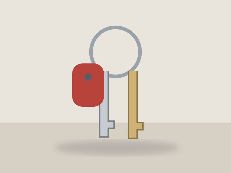Keys with red fob