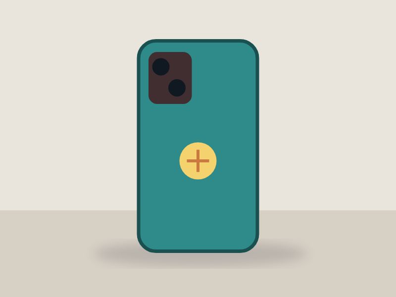 Phone in teal case